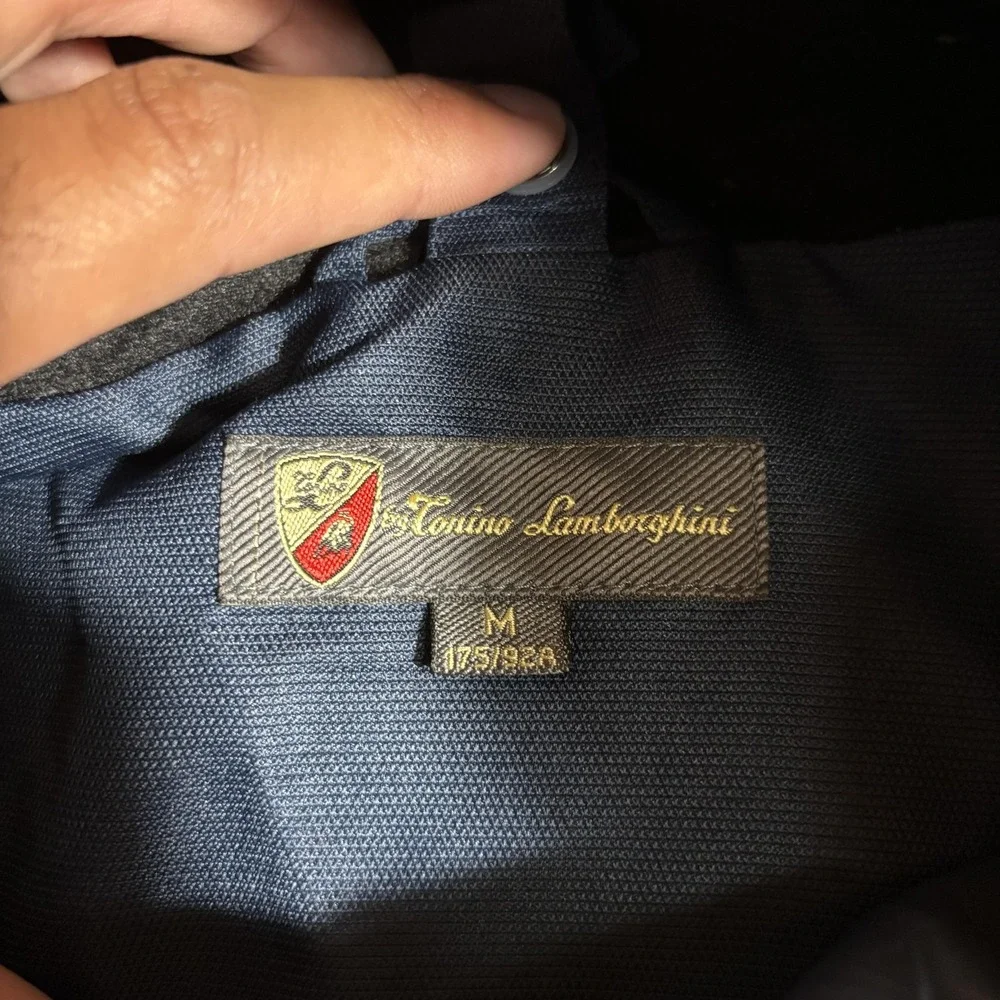 Tonino Lamborghini Jacket Mens Medium Blue White Hooded Down Puffer Winter‎ Coat - Picture 3 of 10